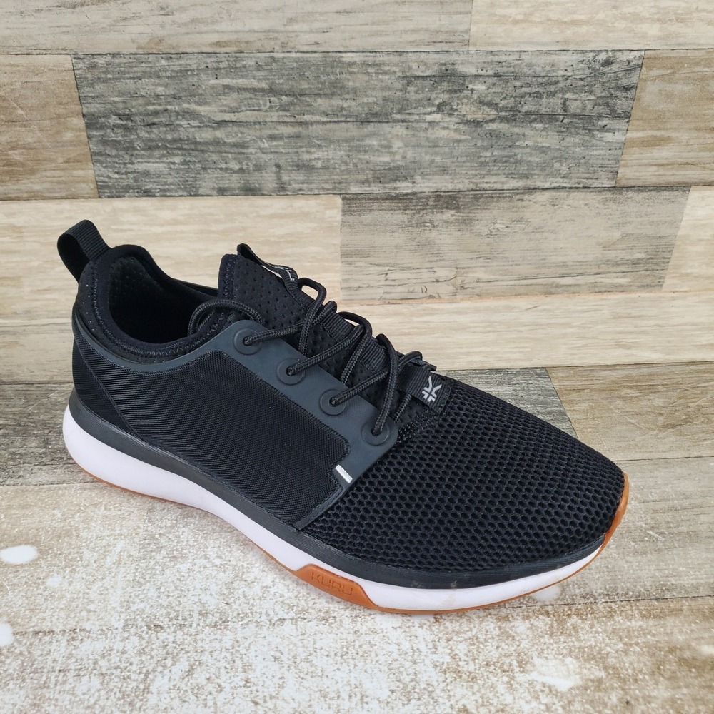 Kuru Roam Womens Shoes Sz 8.5 M Running Jet Black White Gum Lace-Up Sneakers